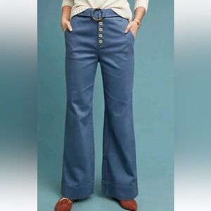 Anthropologie Cassidy Belted Trousers Pants Wide Leg Size 14